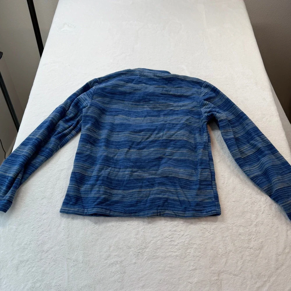 Eddie Bauer Fleece Jacket Kids L 14/16 Blue Good Striped Full Zip E9330W561